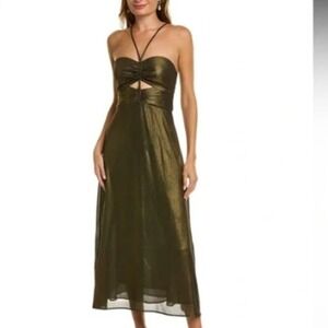 Boden Metallic Halter Midi Dress - Size 10